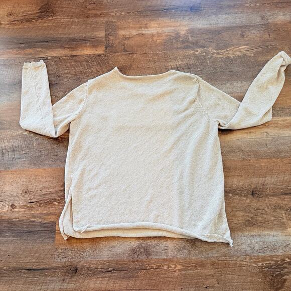 Beach Graphic Slouchy Knit Top Beige Coastal Lounge Large - Picture 2 of 8